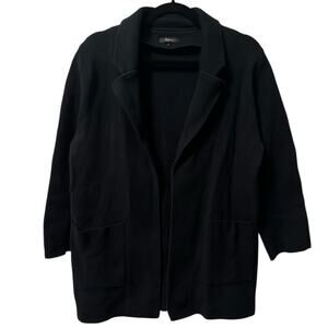 Quince 100% Organic Cotton Knit Open Blazer in Black Size L Office Career Preppy